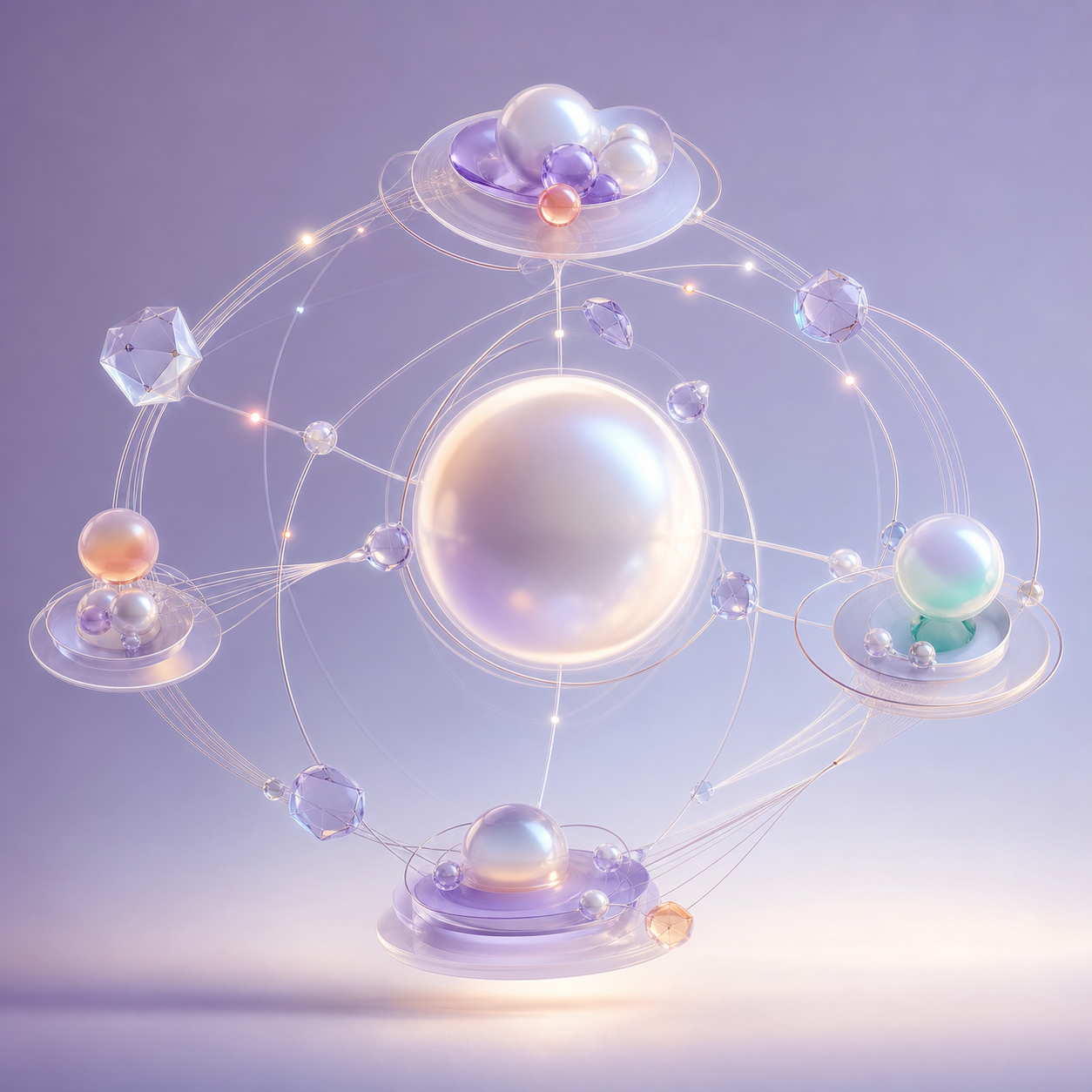 Original pearl-orbit artwork for assistant workflows